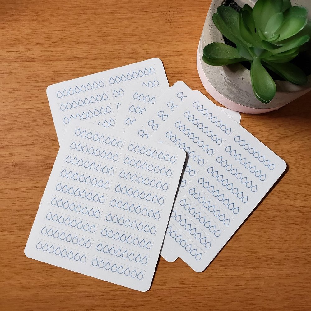 90 Water Tracker Droplet Happy Planner Stickers